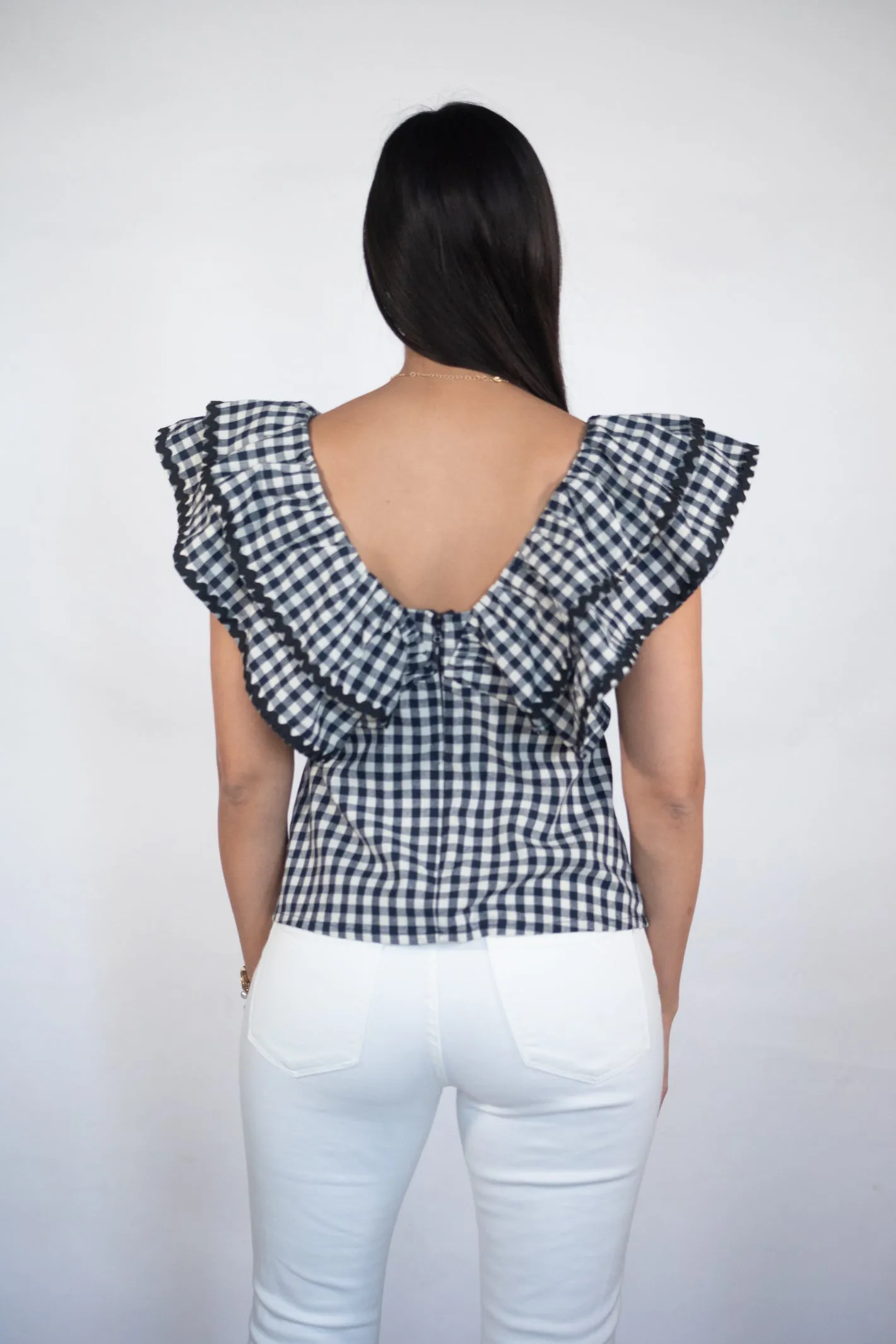 Spending The Day Ruffle Gingham Top