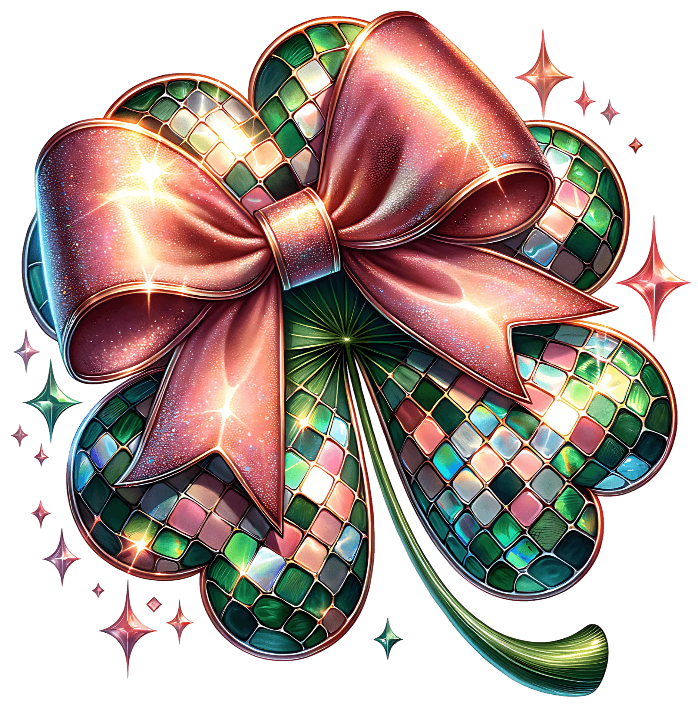 St. Patrick_s Day Sparkling Pink Bow DTF (direct-to-film) Transfer