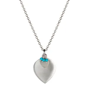 Sterling Silver Double Lotus Petal Pendant with Turquoise Beads
