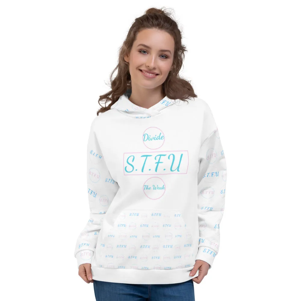STFU Divide the Weak Hoodie - Pink & Blue on White
