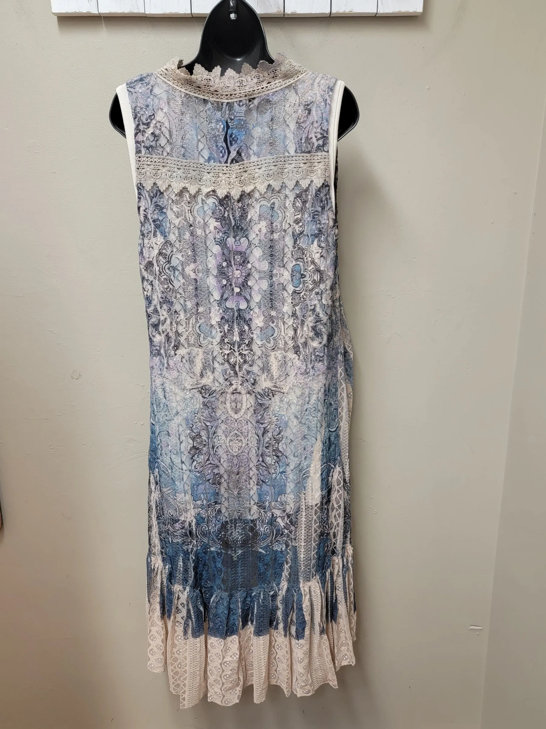 Stunning Lace Vest in Taupe & Navy with Mandela on the Back