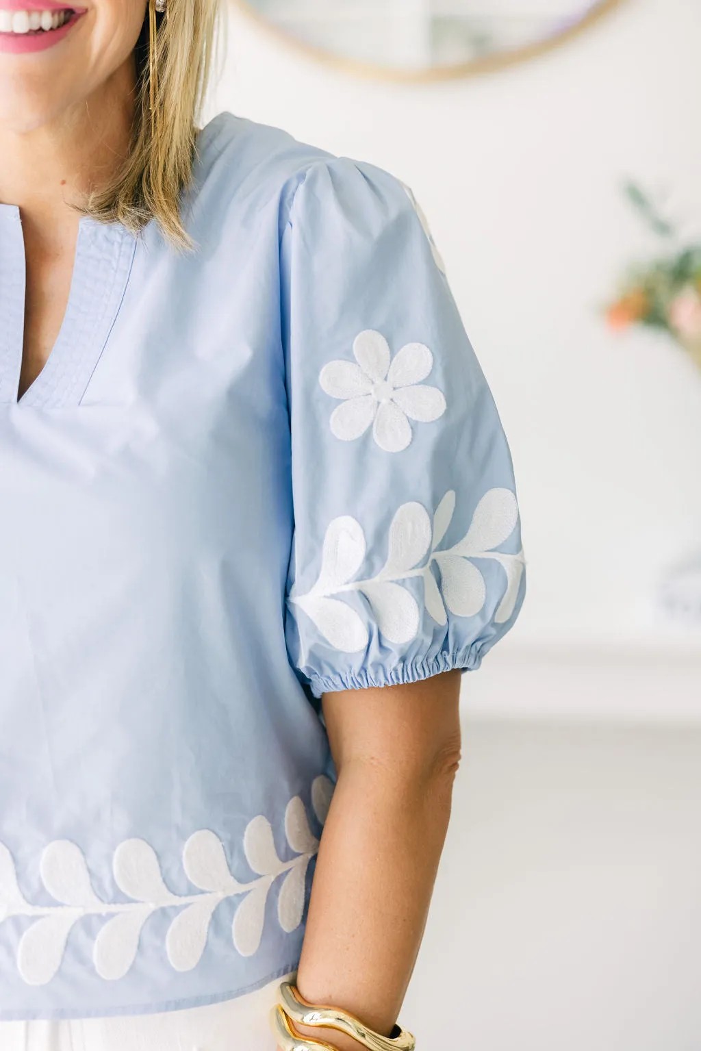 Sweet In Blue Flower Top