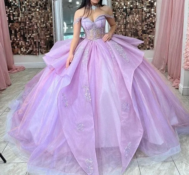 Sweetheart Off The Shoulder See-through Tulle Ball Gown