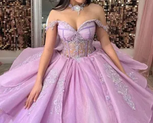 Sweetheart Off The Shoulder See-through Tulle Ball Gown