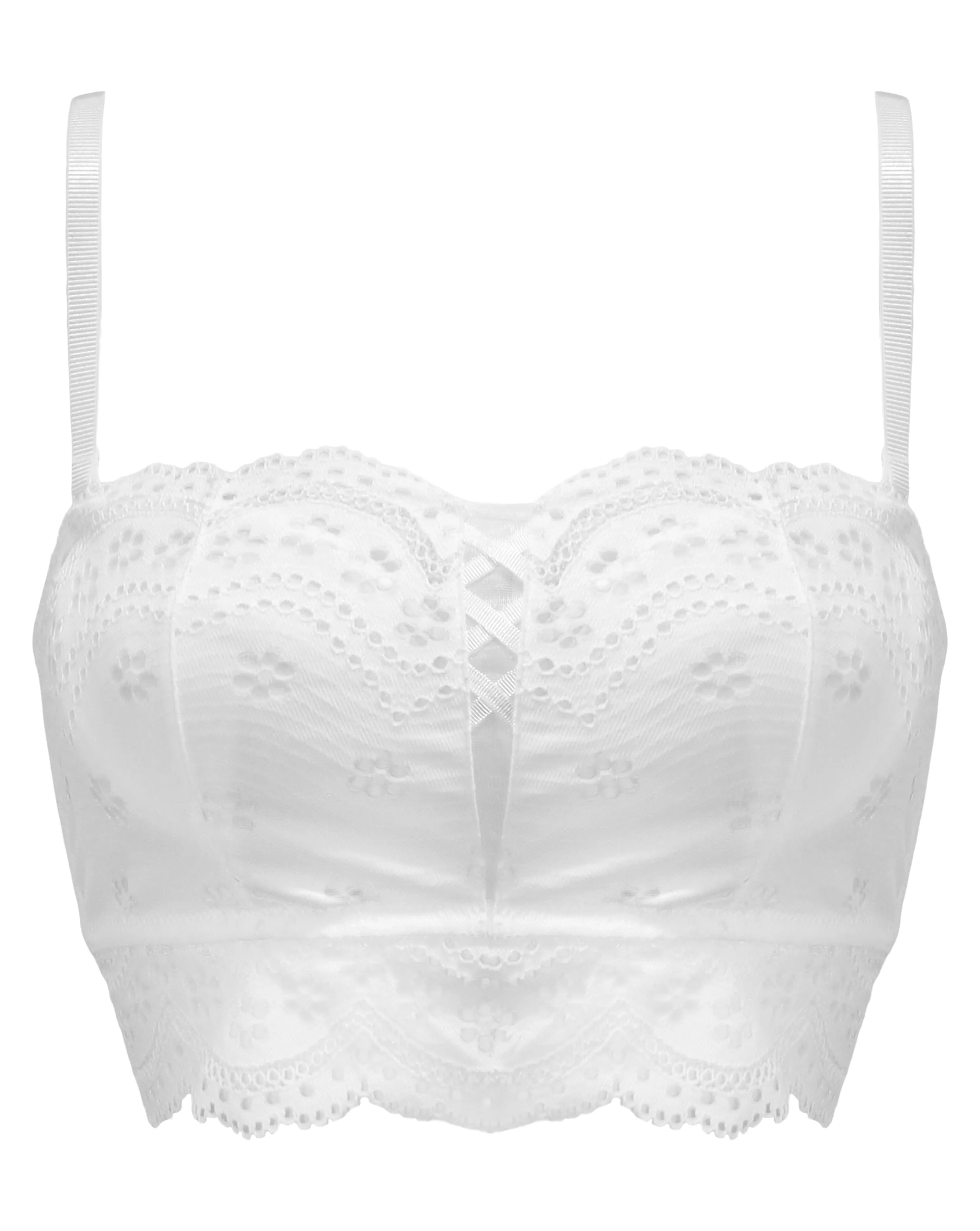 Swoon Strapless Longline Bra In White - Pour Moi