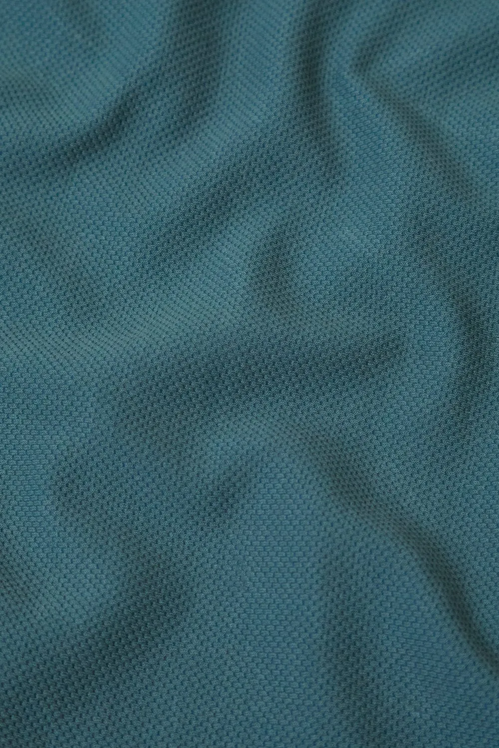 Textured Open Collar Polo in Peacock