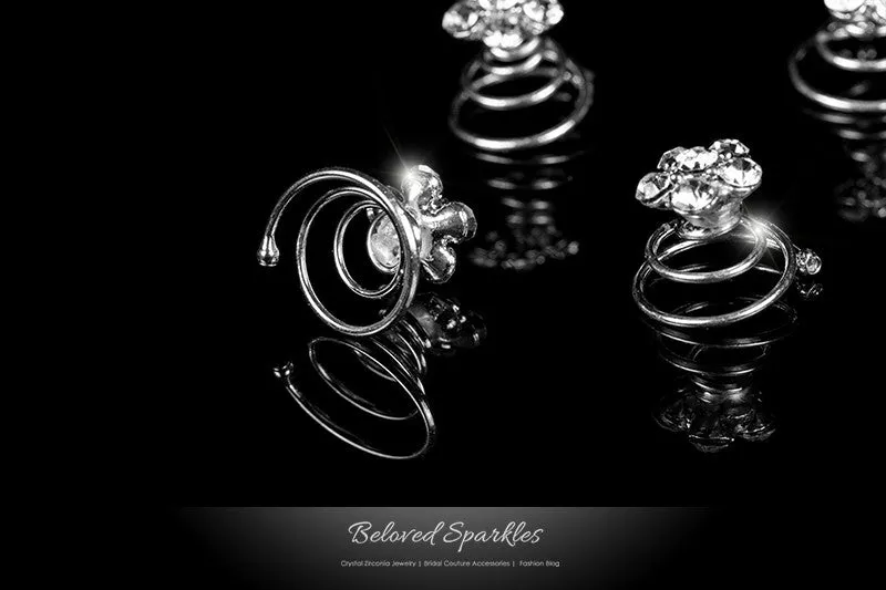 Tonia Flower Hair Twist Pin | Rhinestone