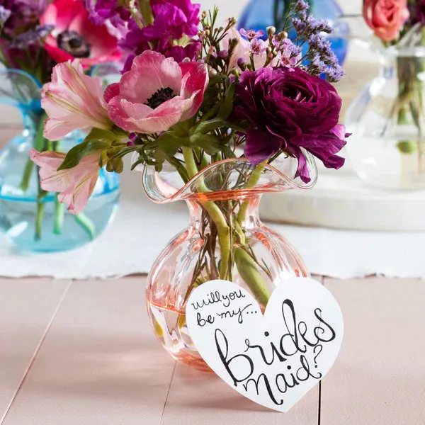 Vietri Hibiscus Glass Pink Bud Vase