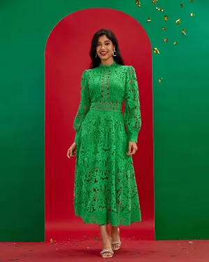 Vintage Green Lace Long Dress