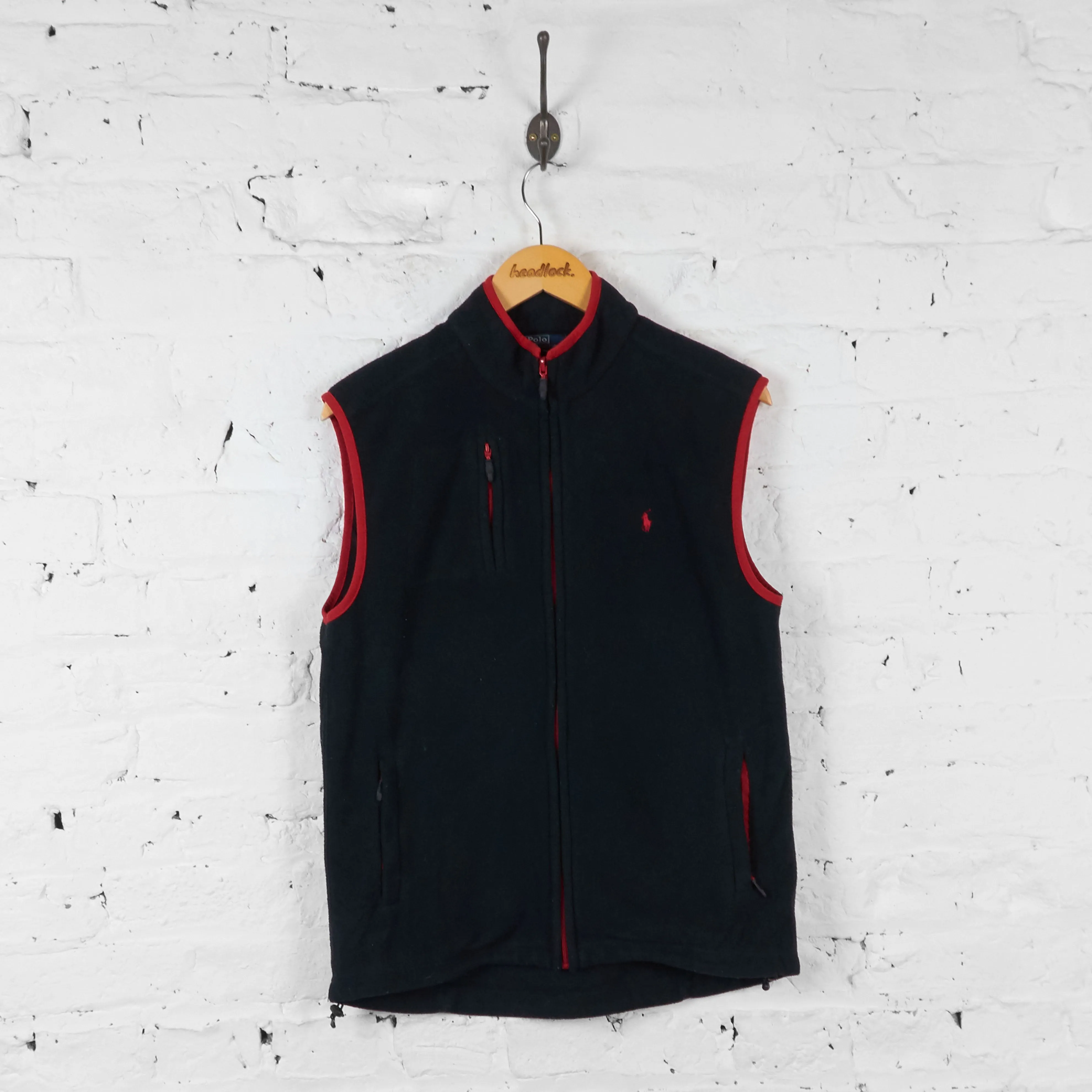 Vintage Ralph Lauren Polo Sleeveless Fleece - Black/Red - M