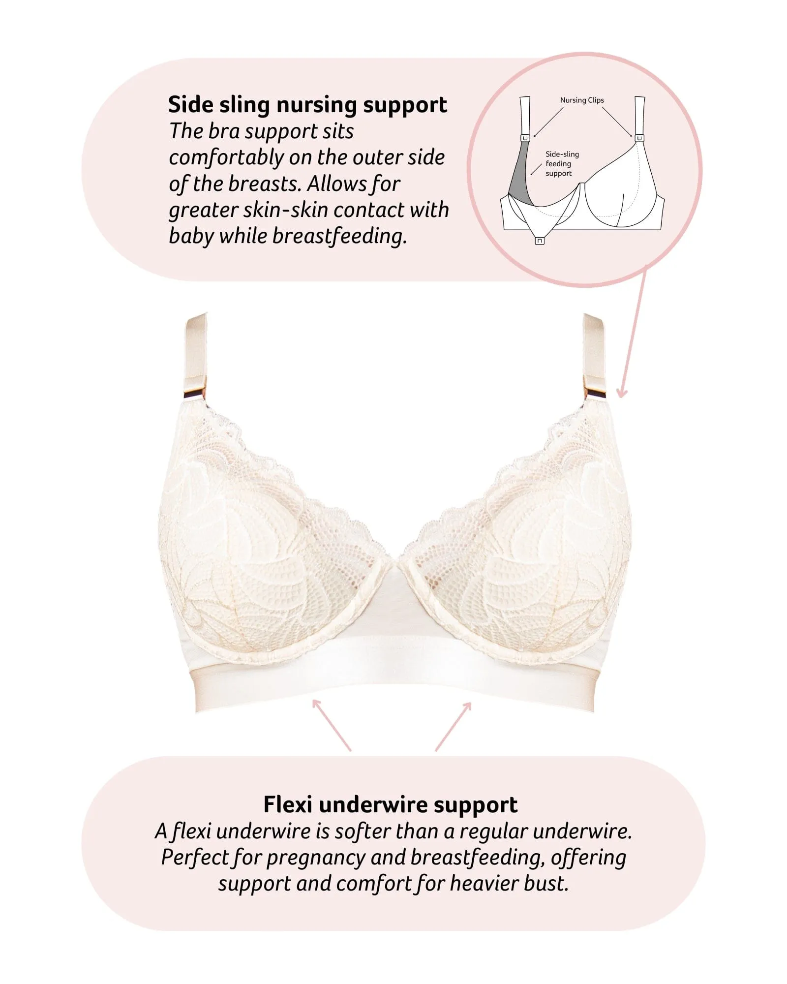 Warrior Plunge Nursing Bra - Ivory