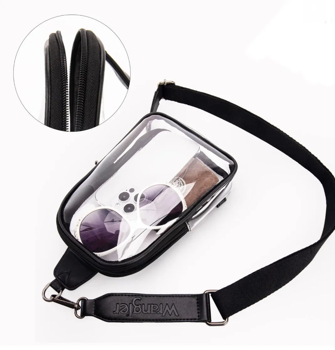 WG87-226 Wrangler Clear Sling Bag/Crossbody/Chest Bag - Black