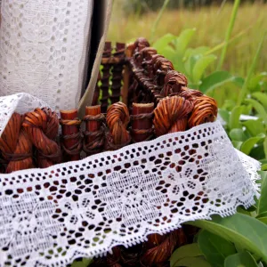 White Floral Picot Edge Vintage Lace Trim 2⅜'' wide