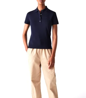 Women's Stretch Cotton Piqué Polo Shirt Navy Blue