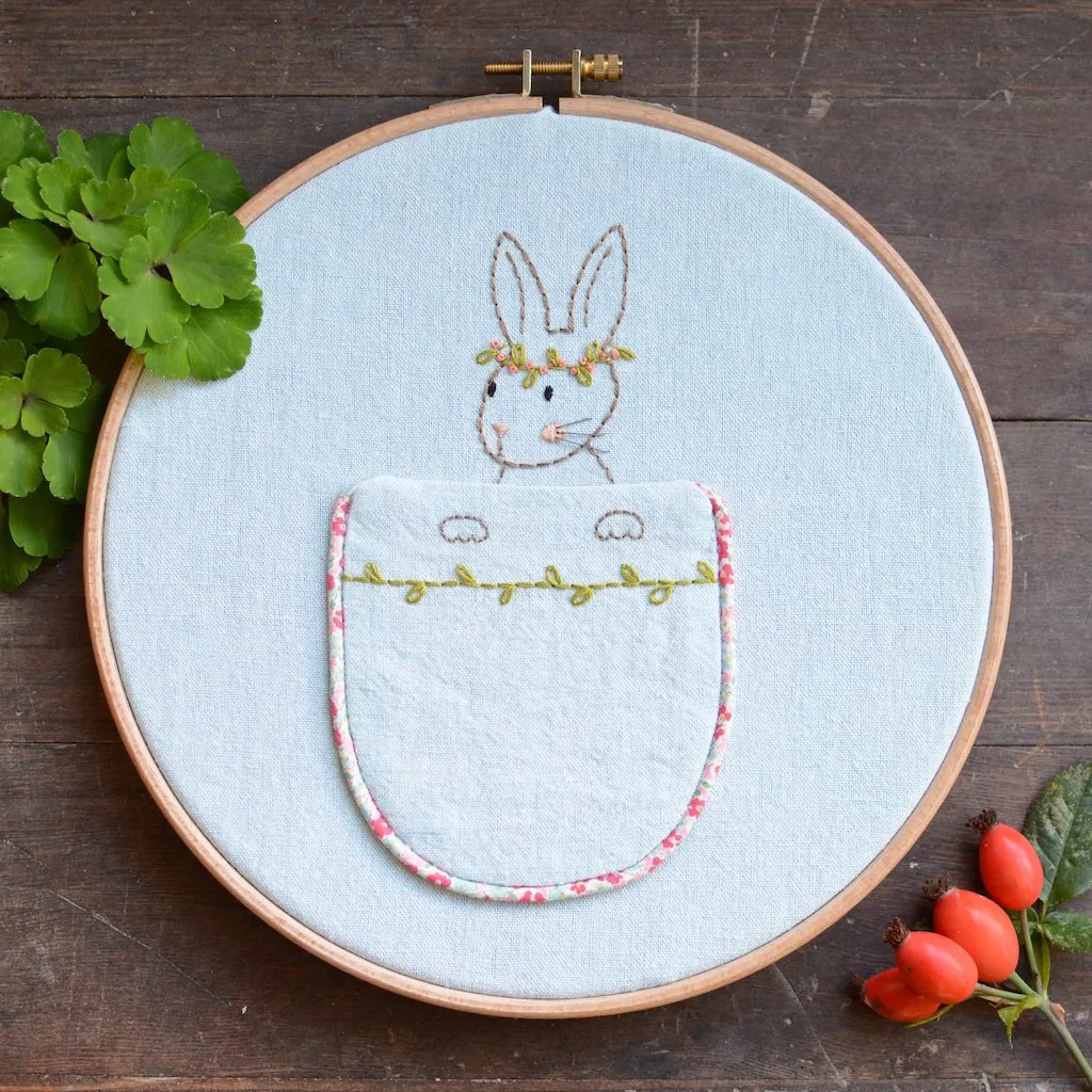 Woodland Bunny Embroidery Pocket Pattern