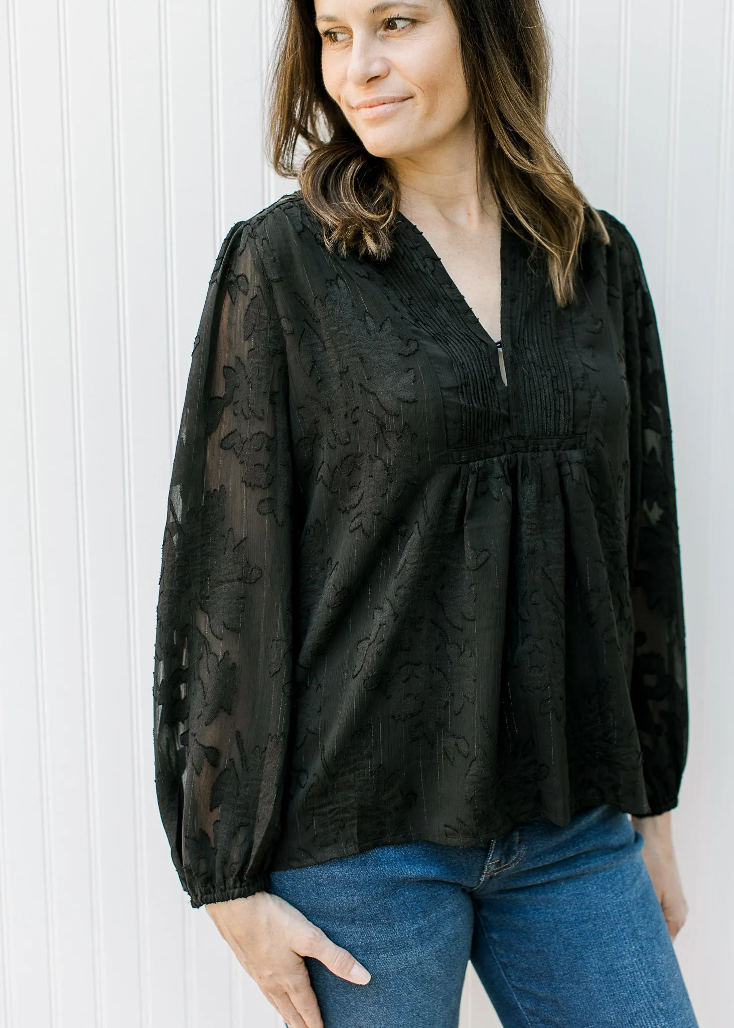 XZ Black Textured Blouse