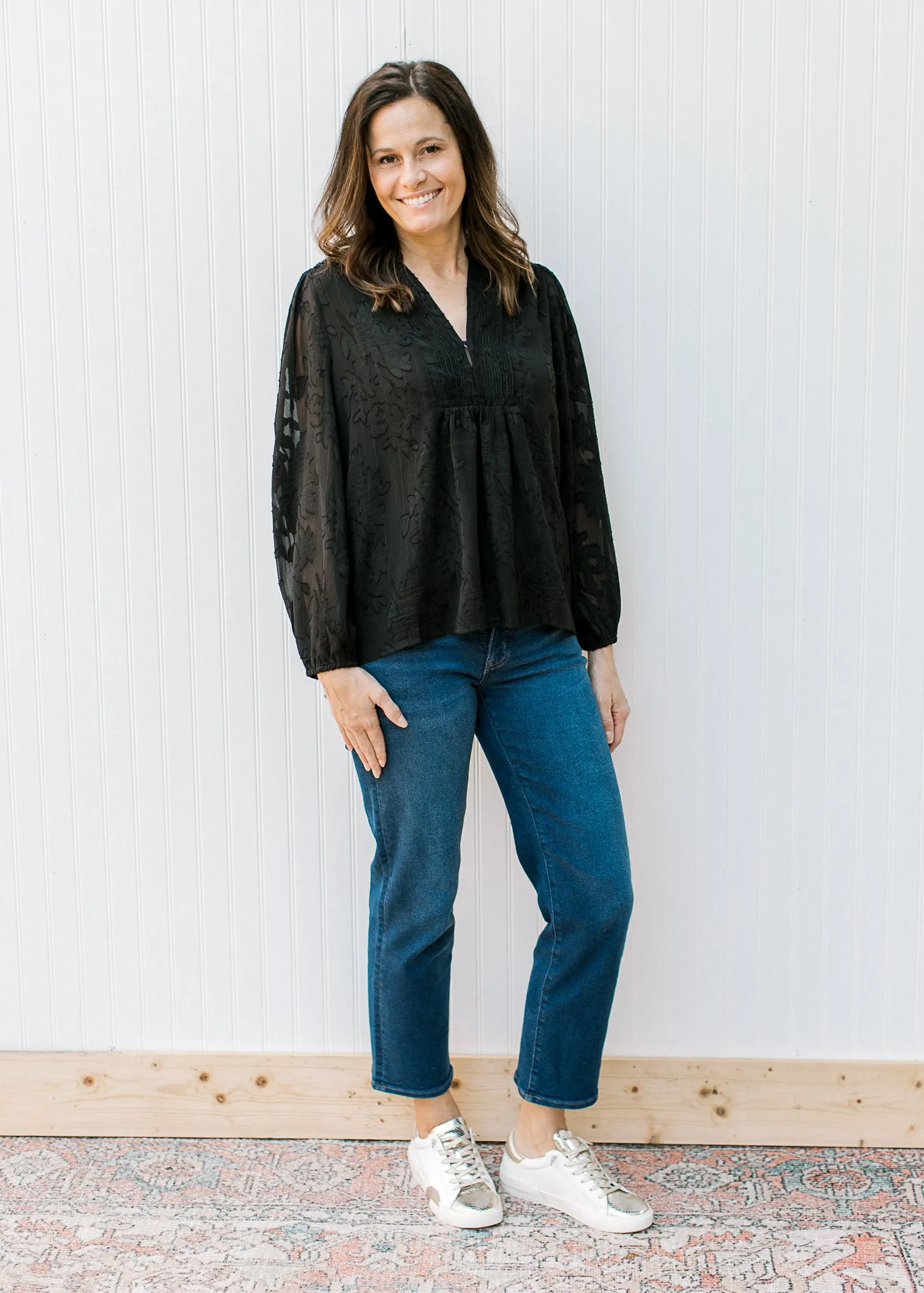XZ Black Textured Blouse