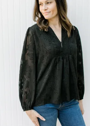 XZ Black Textured Blouse